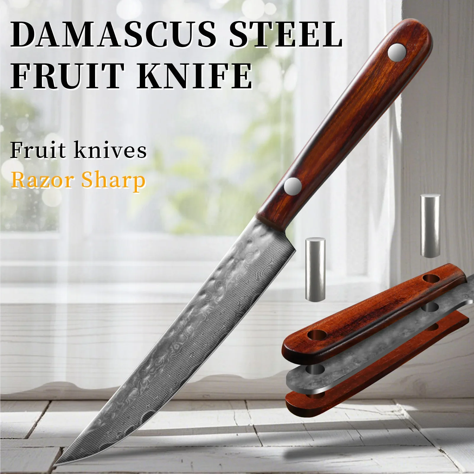 Wok Carbon Steel - Forged Damascus Steel Fruit Knife Sharp