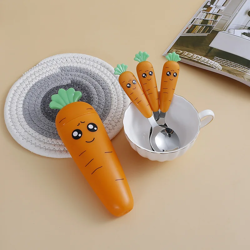 Home Cooking Utensil Set - Stainless Steel Carrots Tableware Set Cartoon