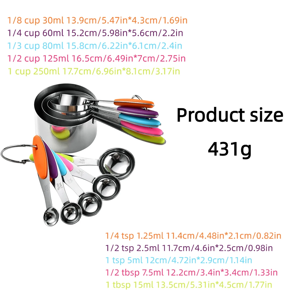 5/10Pcs Stainless Steel Measur - Home Cooking Help 评论和价格