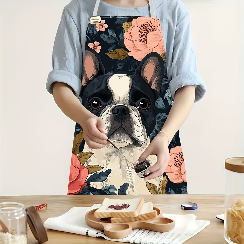 French Bulldog Floral Apron -  - Home Cooking In French 评论和价格