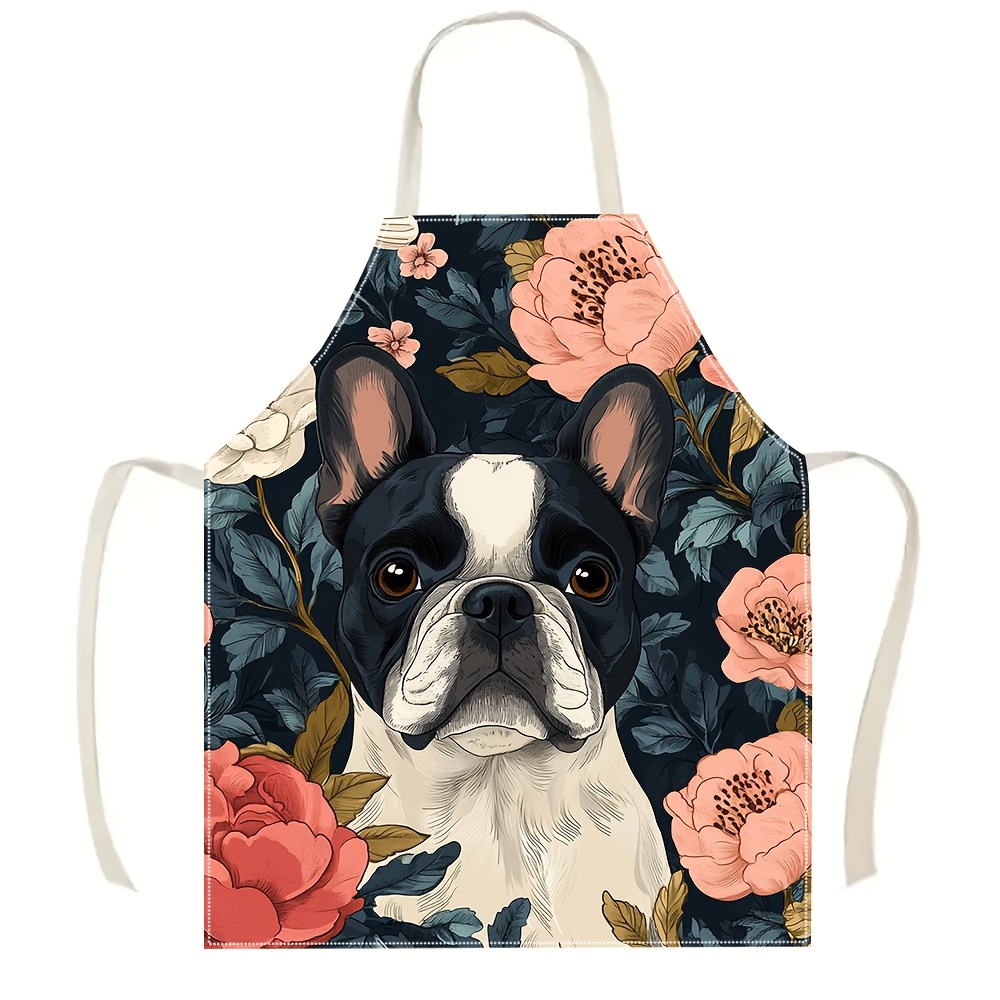 French Bulldog Floral Apron -  - Home Cooking In French 评论和价格