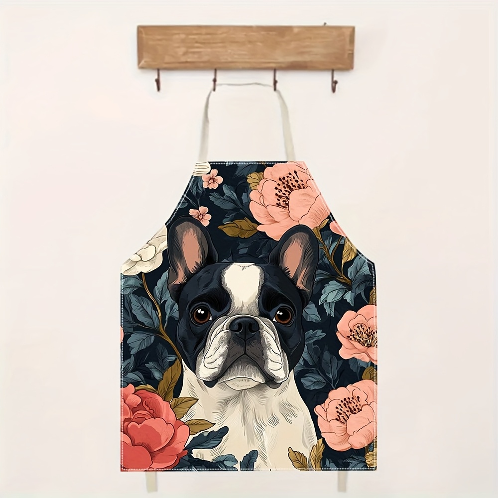 French Bulldog Floral Apron -  - Home Cooking In French 评论和价格