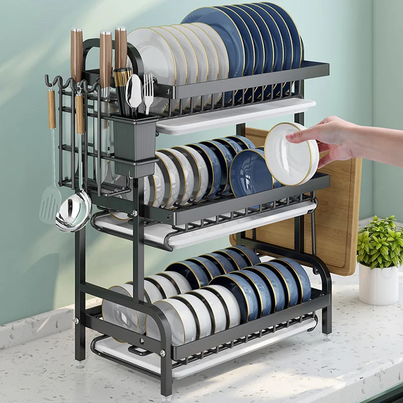 Dish Drying Rack 3-Tier Compac - Home Cooking Utensil Set 评论和价格