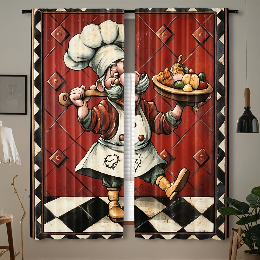 Novelty Chef Cartoon Curtains  - Home Cooking In French 评论和价格