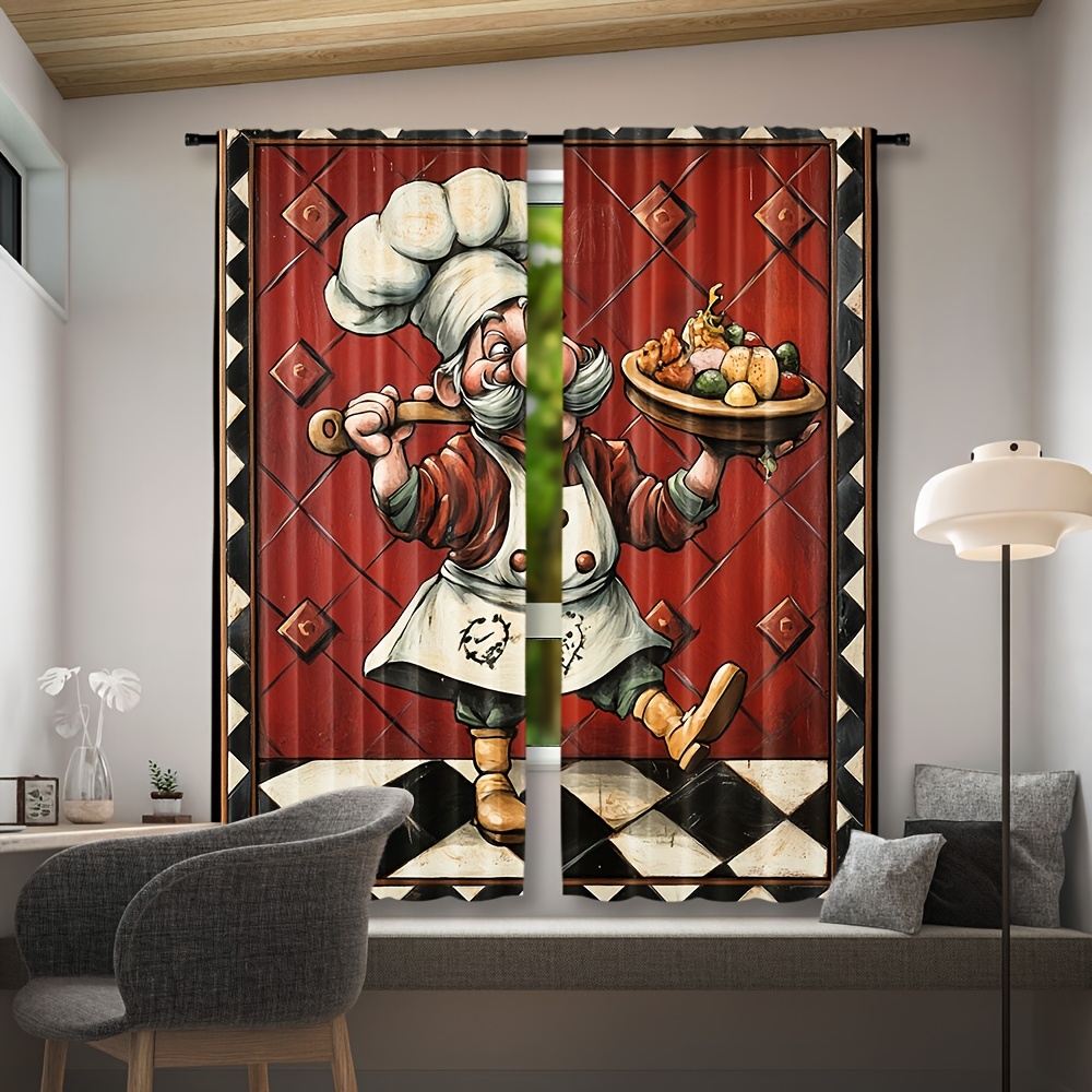 Novelty Chef Cartoon Curtains  - Home Cooking In French 评论和价格