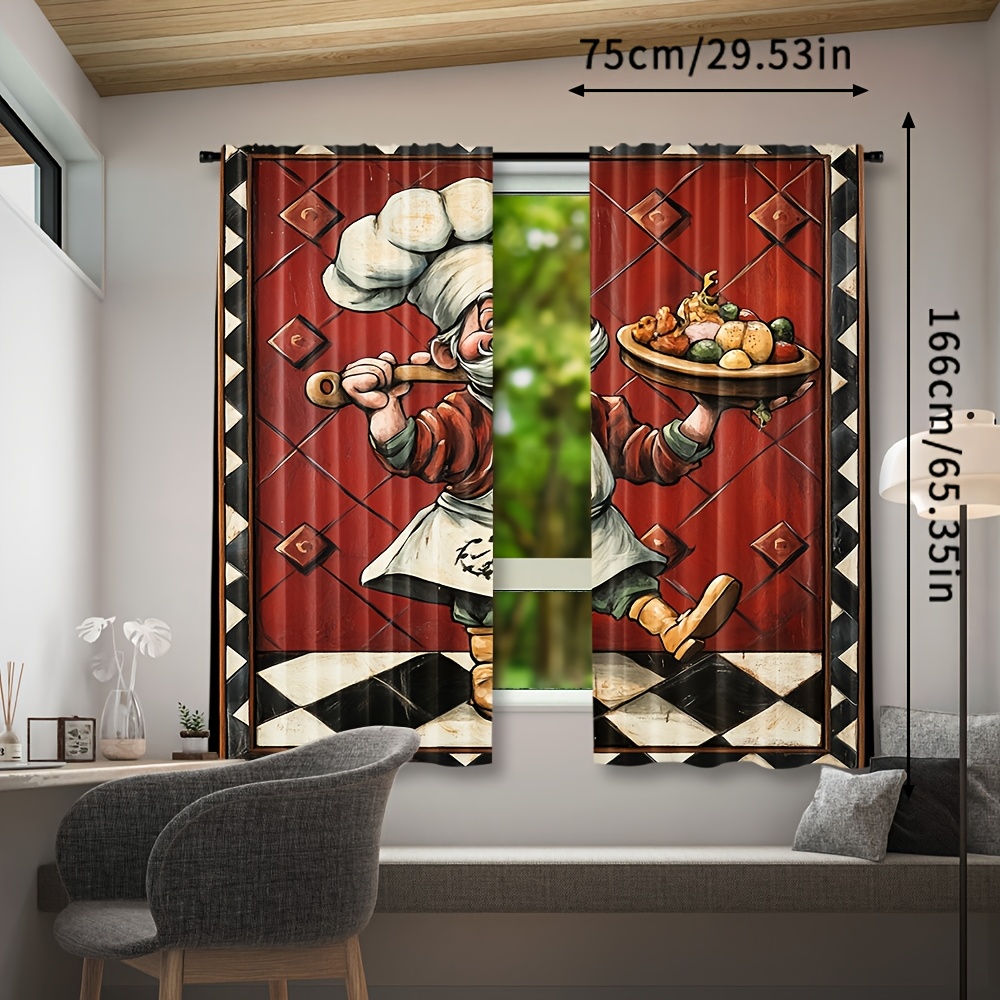 Novelty Chef Cartoon Curtains  - Home Cooking In French 评论和价格