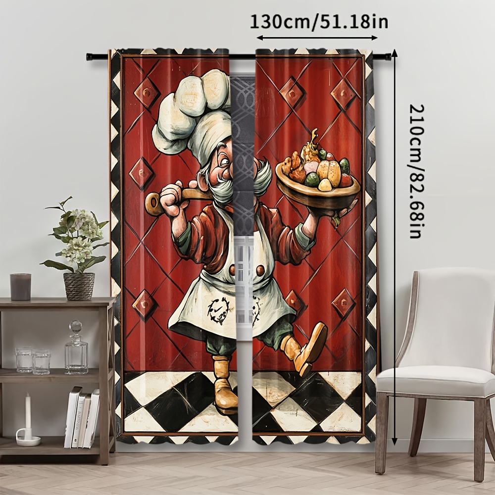 Novelty Chef Cartoon Curtains  - Home Cooking In French 评论和价格