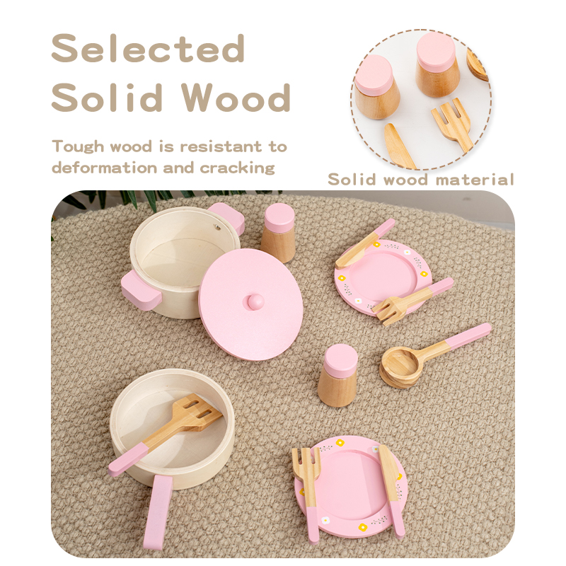 Wooden Kitchen Play Set for Ki - Home Cooking Utensil Set 评论和价格