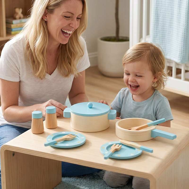 Wooden Kitchen Play Set for Ki - Home Cooking Utensil Set 评论和价格