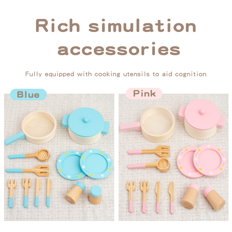 Wooden Kitchen Play Set for Ki - Home Cooking Utensil Set 评论和价格