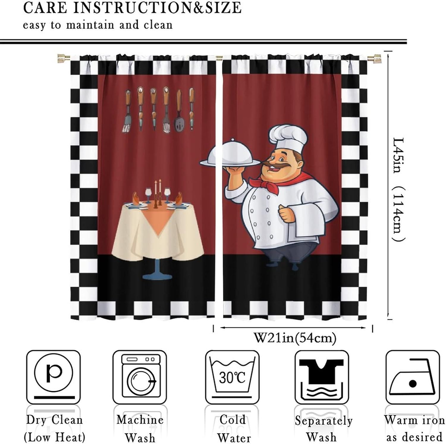 Fat Chef Kitchen Curtains ，Car - Home Cooking In French 评论和价格