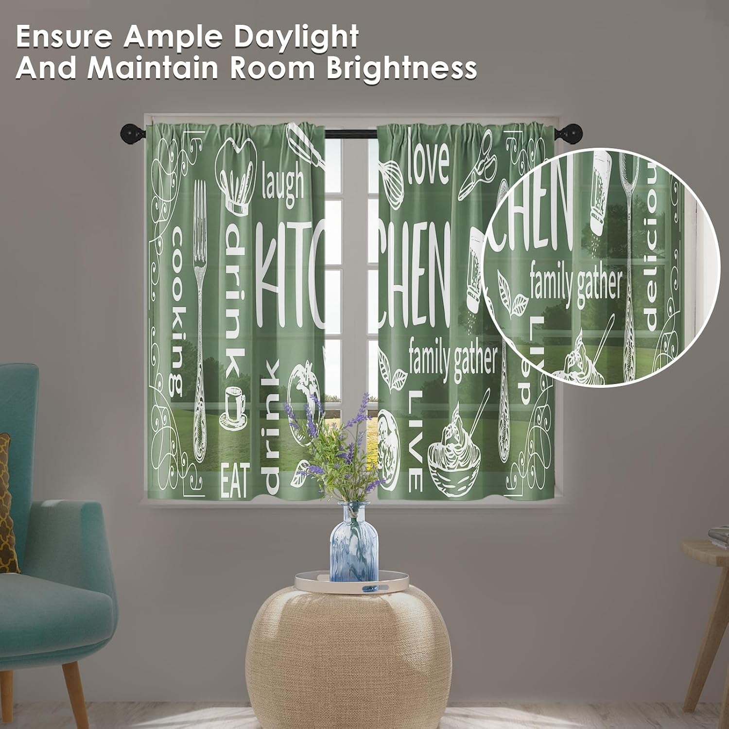 Aesthetic Kitchen Curtain Pair - Home Cooking In French 评论和价格