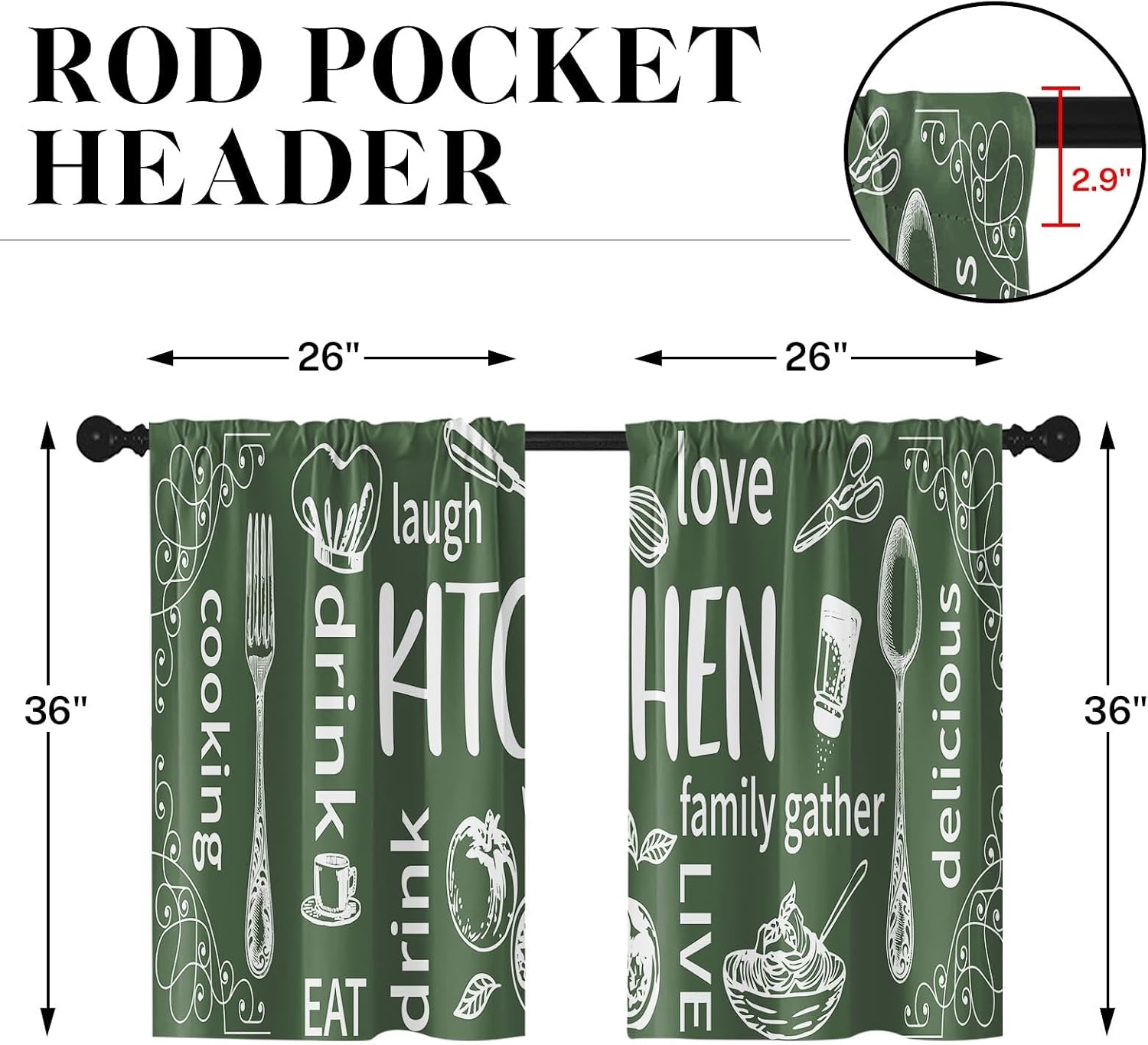 Aesthetic Kitchen Curtain Pair - Home Cooking In French 评论和价格