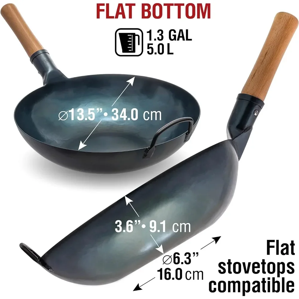 A Flat Bottom Wok Pan - 13.5