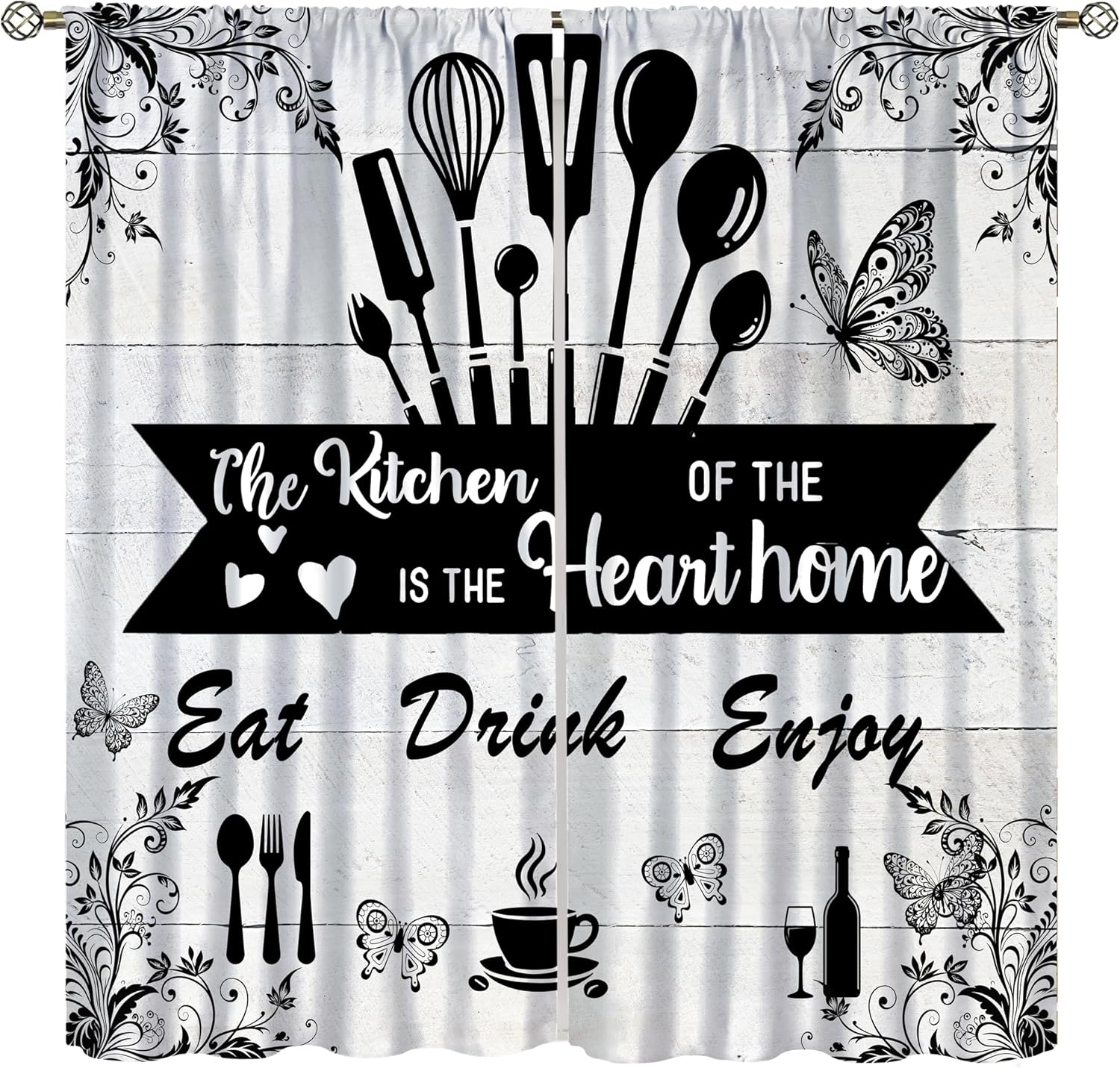 Farmhouse Rustic Curtains, Vin - Home Cooking In French 评论和价格