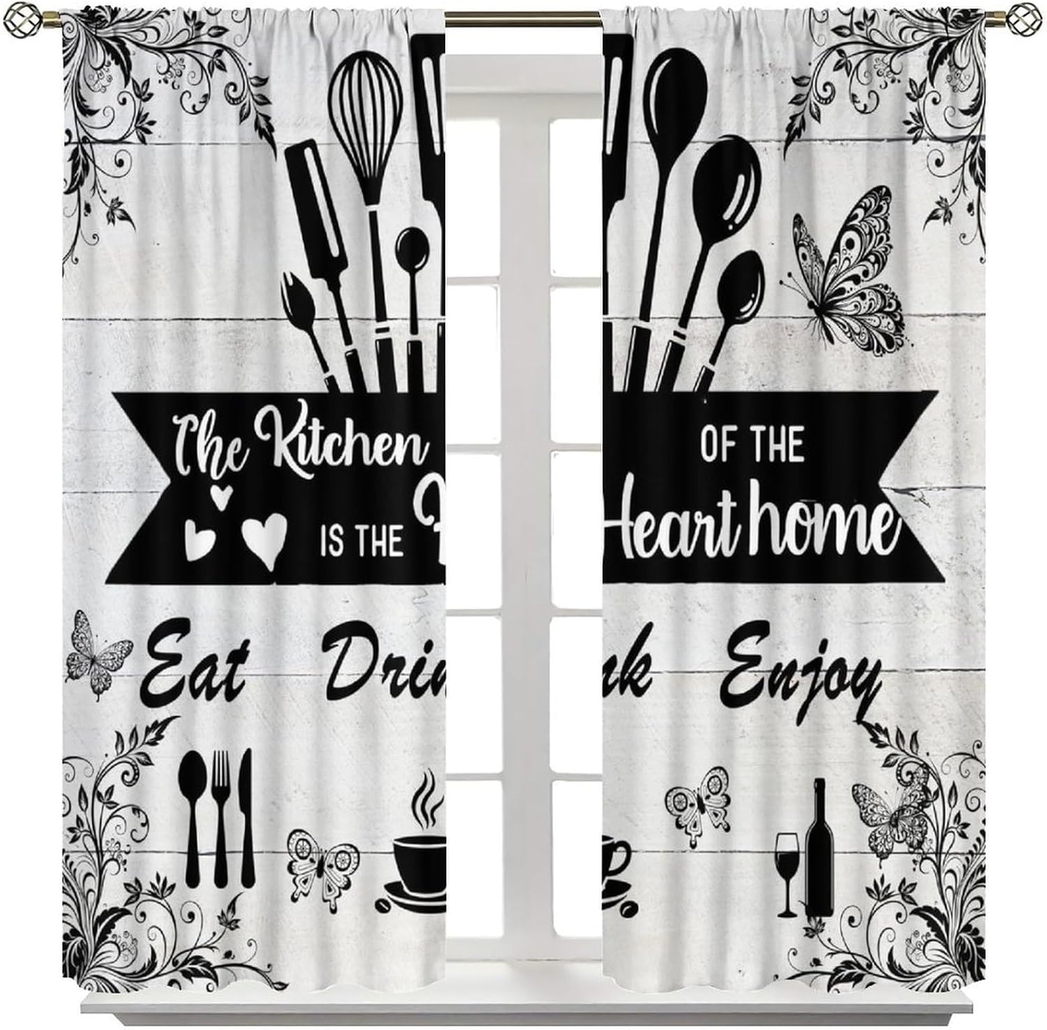 Farmhouse Rustic Curtains, Vin - Home Cooking In French 评论和价格