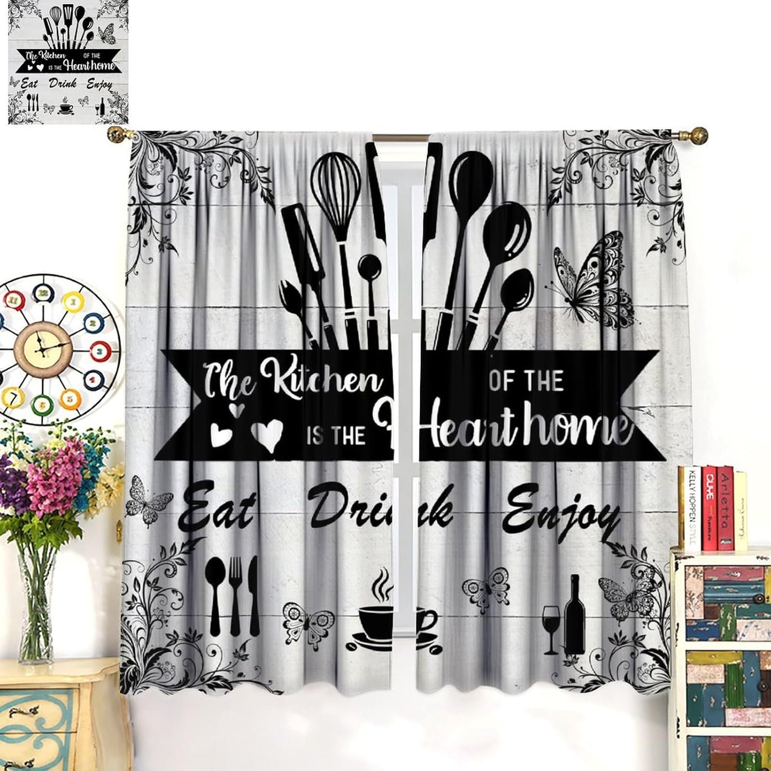 Farmhouse Rustic Curtains, Vin - Home Cooking In French 评论和价格